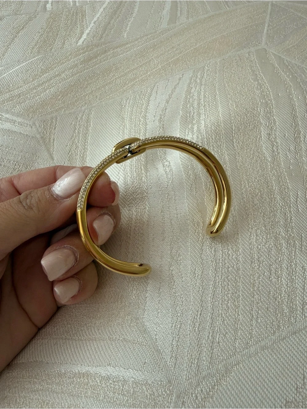 Michael Kors Gold Crystal-Accented Open Cuff Bracelet